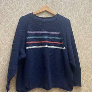 Sonoma Navy Sweater with Multicolor Stripes